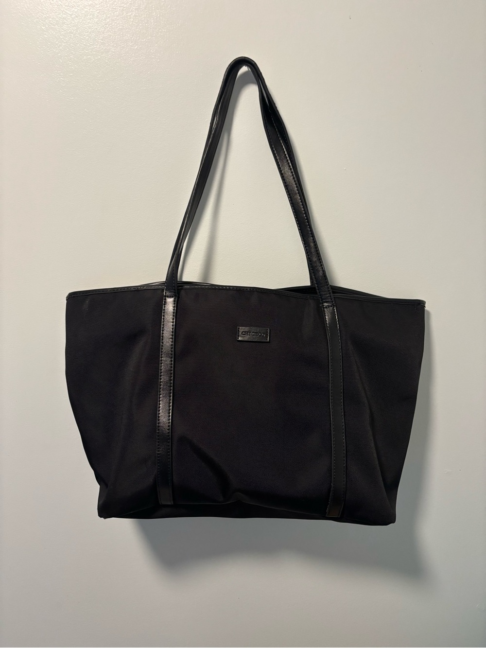 Black Everyday Tote with Slim Leather Straps